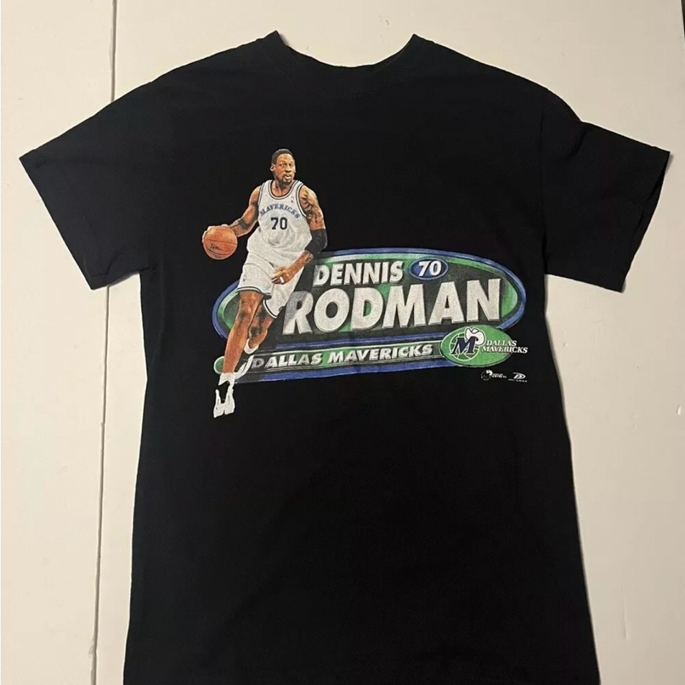 Dennis Rodman Dallas Mavericks NBA T Shirt 100% Cotton Size Small